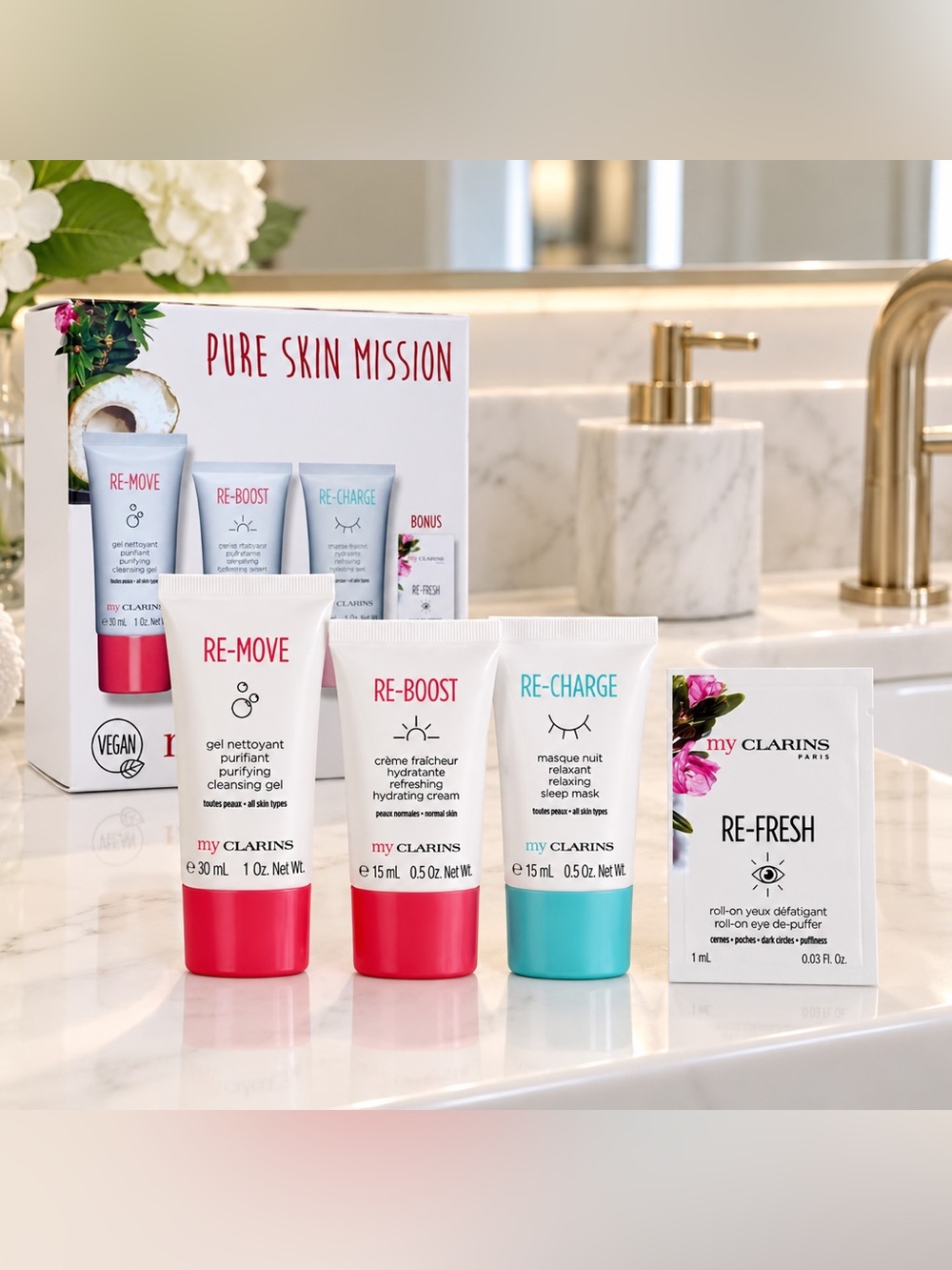 My Clarins Pure Skin Mission Set! BNIB! 4 Pieces